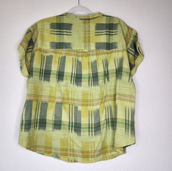 Pilcro and the Letterpress Green Plaid Short Sleeve Top - Picture 4 of 8